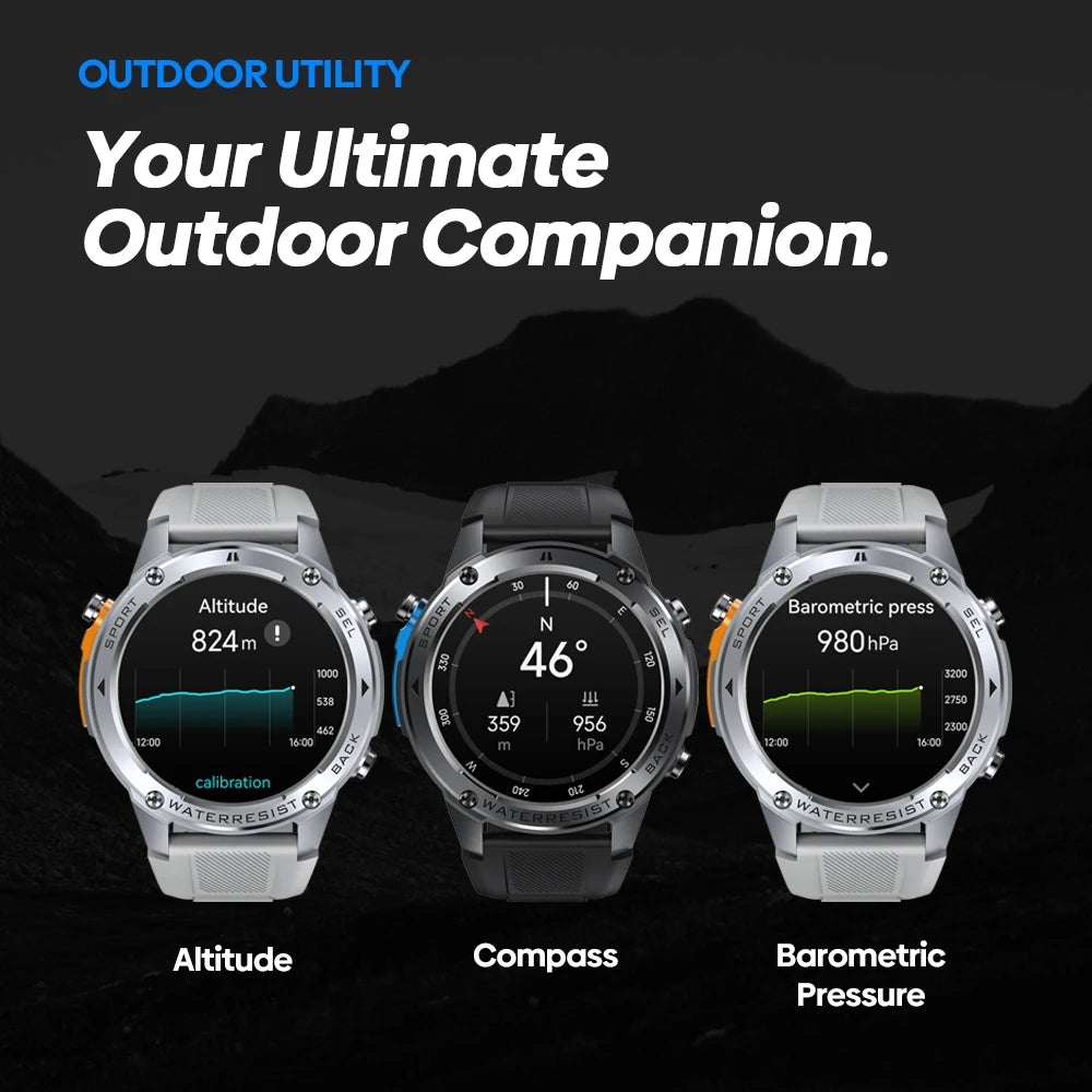 FUCHE TANK T3 PRO Smart Watch GPS Compass Barometric Altimeter Dual-band GNSS Voice Calling Smartwatch For Kospet