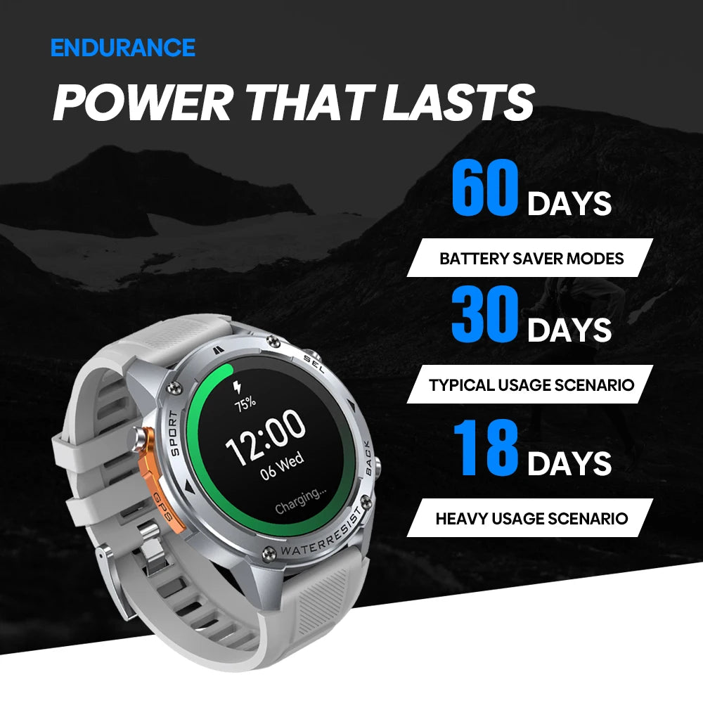 FUCHE TANK T3 PRO Smart Watch GPS Compass Barometric Altimeter Dual-band GNSS Voice Calling Smartwatch For Kospet