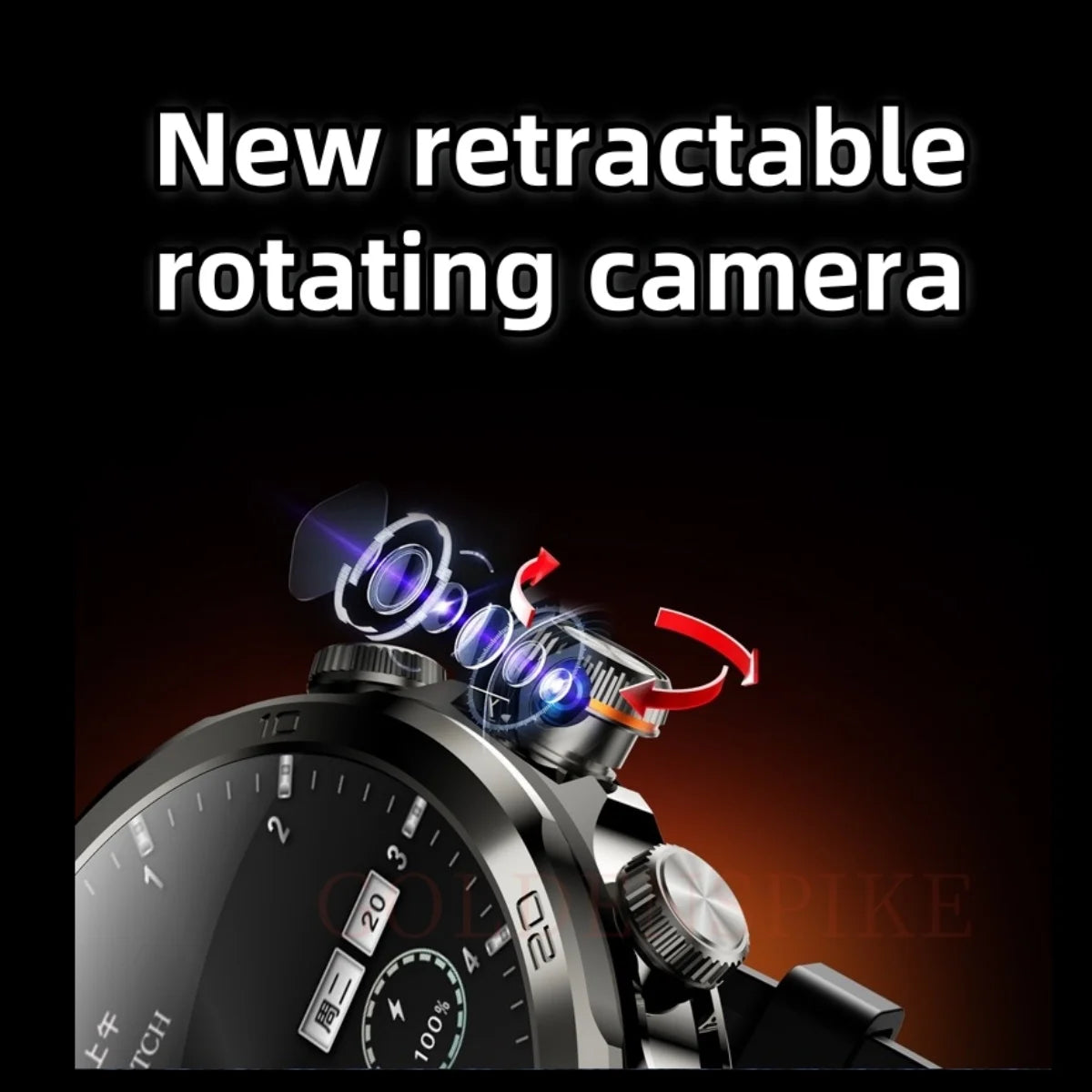 Montre intelligente Originale H19 Android 10.0 avec caméra rotative à 190°, GPS, WIFI, écran AMOLED plus grand de 1,95 pouces, stockage de 256 Go