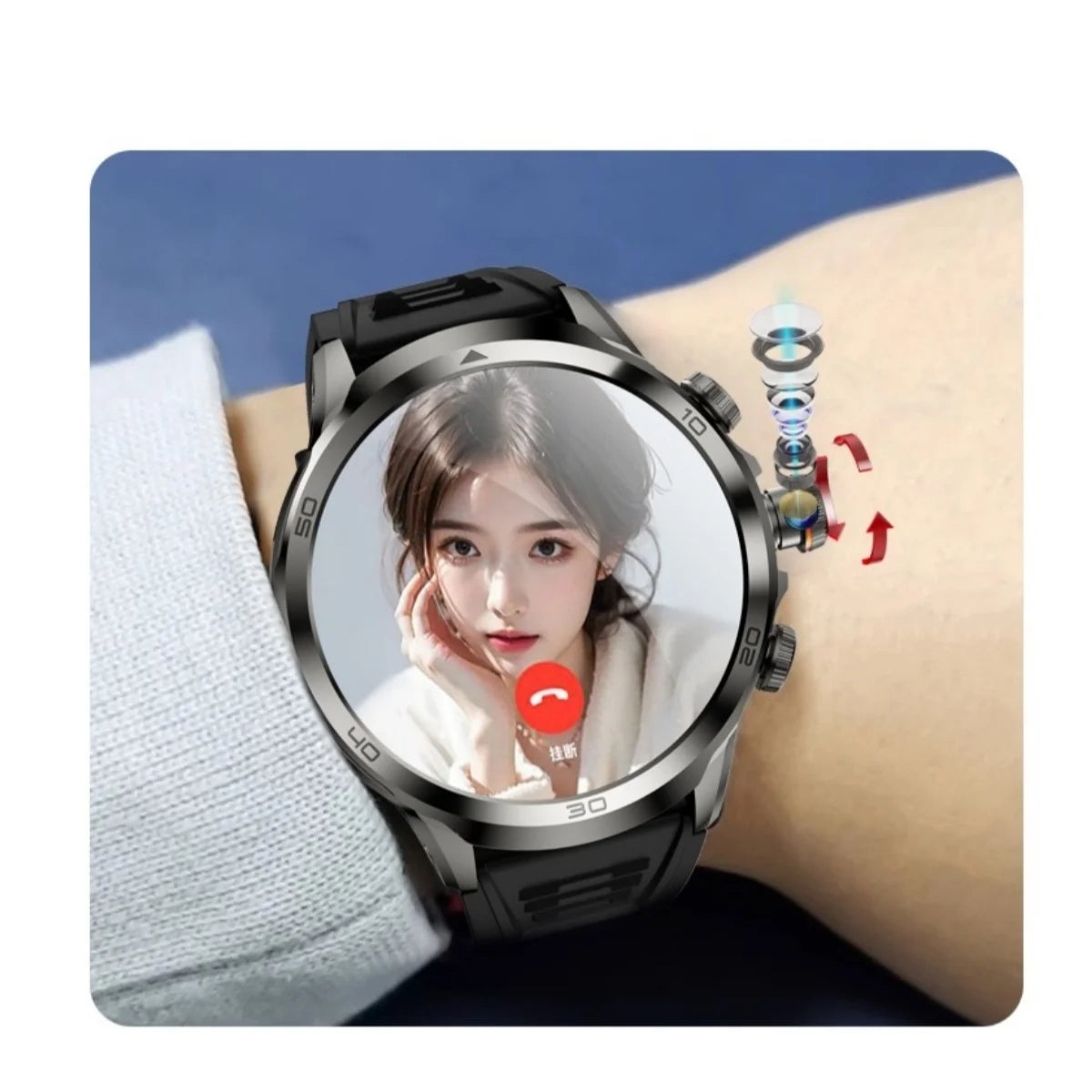 Montre intelligente Originale H19 Android 10.0 avec caméra rotative à 190°, GPS, WIFI, écran AMOLED plus grand de 1,95 pouces, stockage de 256 Go