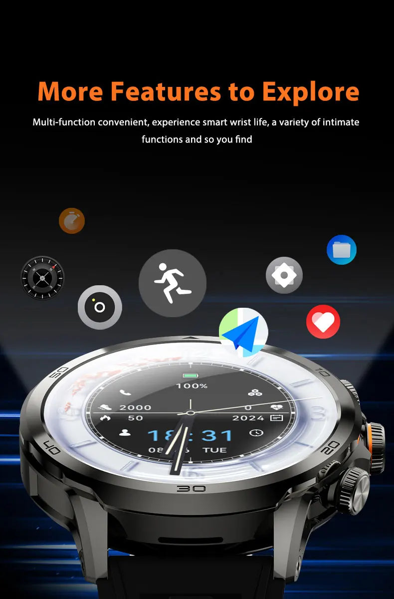 Montre intelligente Originale H19 Android 10.0 avec caméra rotative à 190°, GPS, WIFI, écran AMOLED plus grand de 1,95 pouces, stockage de 256 Go