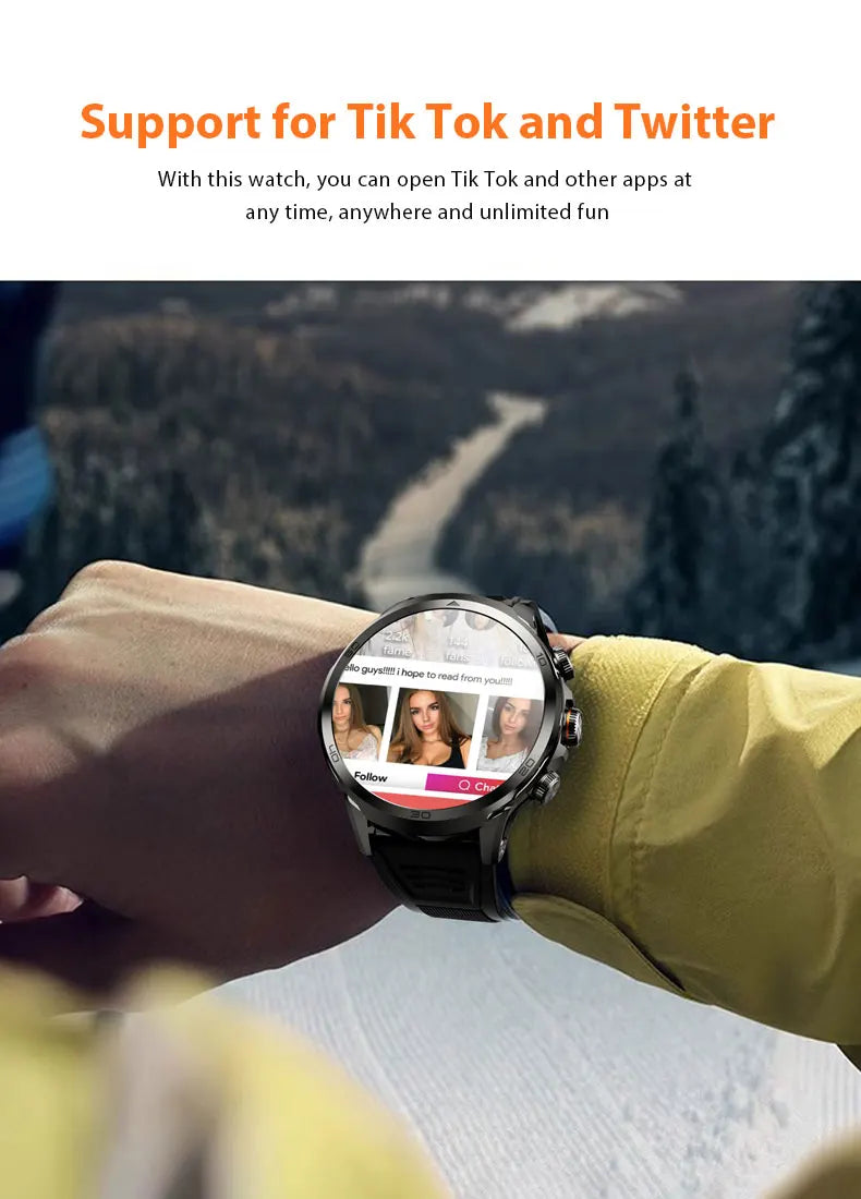 Montre intelligente Originale H19 Android 10.0 avec caméra rotative à 190°, GPS, WIFI, écran AMOLED plus grand de 1,95 pouces, stockage de 256 Go