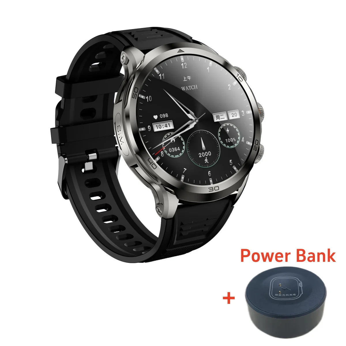 Montre intelligente Originale H19 Android 10.0 avec caméra rotative à 190°, GPS, WIFI, écran AMOLED plus grand de 1,95 pouces, stockage de 256 Go