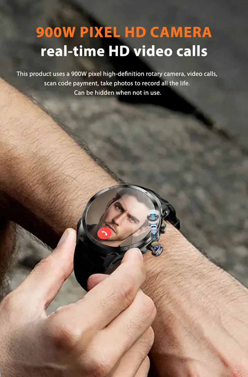 Montre intelligente Originale H19 Android 10.0 avec caméra rotative à 190°, GPS, WIFI, écran AMOLED plus grand de 1,95 pouces, stockage de 256 Go